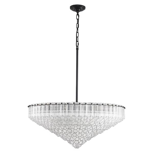 30 in. Modern Round Chandelier, 13-Light luxury Black Kitchen island Chandelier, for Living Room Bedroom Dining Room