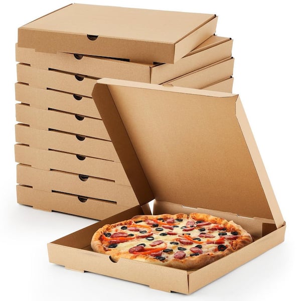 16 in. x 16 in. Grease Resistant Kraft Takeout Containers, Corrugated Pizza Boxes for Cake, Cookies, Food (10-Pack)