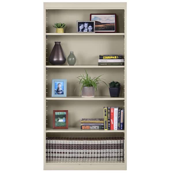 Welded Freestanding Steel Bookcase ( 36 in. W x 72 in. H x 12 in. D ) Freestanding Cabinet in Putty