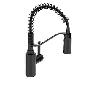 Genta LX Single Handle Pre-Rinse Spring Pull Down Sprayer Kitchen Faucet with Power Boost in Matte Black