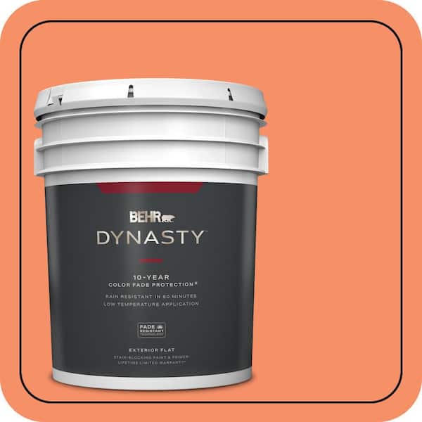 BEHR DYNASTY 5 gal. #210B-5 Tangerine Dream Flat Exterior Stain-Blocking Paint & Primer