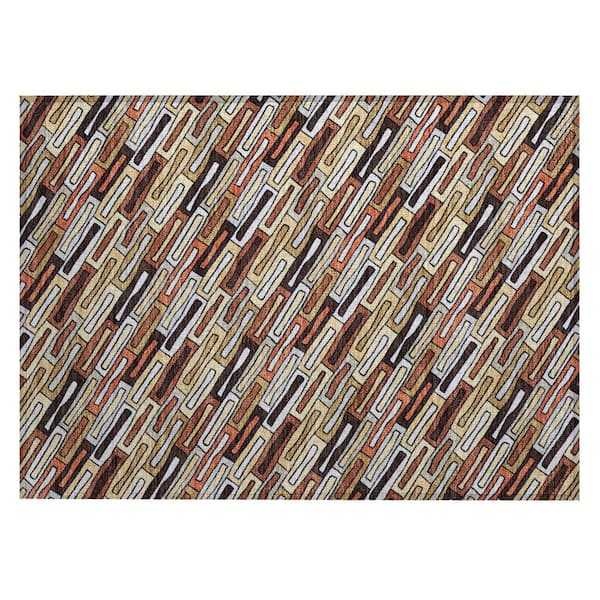 Chantille Machine Washable Indoor/Outdoor Abstract ACN3055 Brick 3 ft. x 4 ft. Area Rug