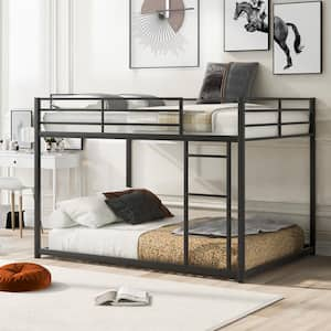 Harper & Bright Designs Silver Full Over Full Metal Low Bunk Bed with ...