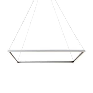 Atria Square 39 in. 62-Watt Silver ETL Certified Integrated LED Chandelier Hanging Pendant Light Height Adjustable