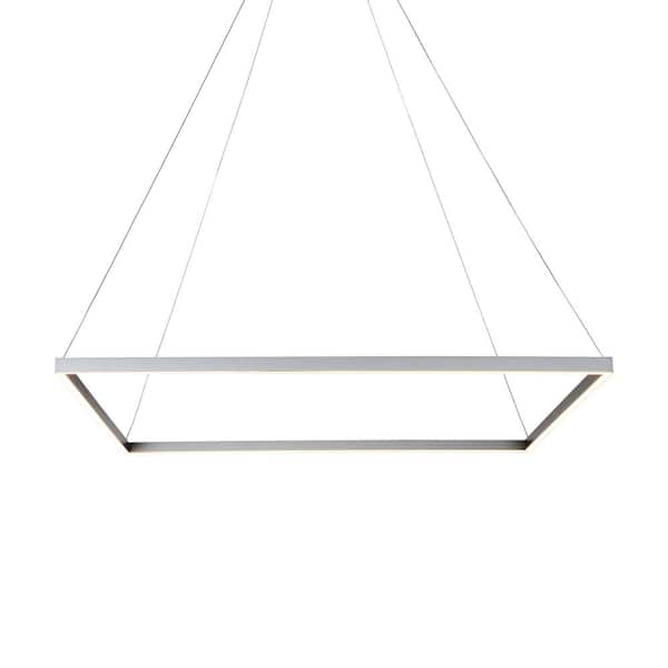 Atria Square 39 in. 62-Watt Silver ETL Certified Integrated LED Chandelier Hanging Pendant Light Height Adjustable