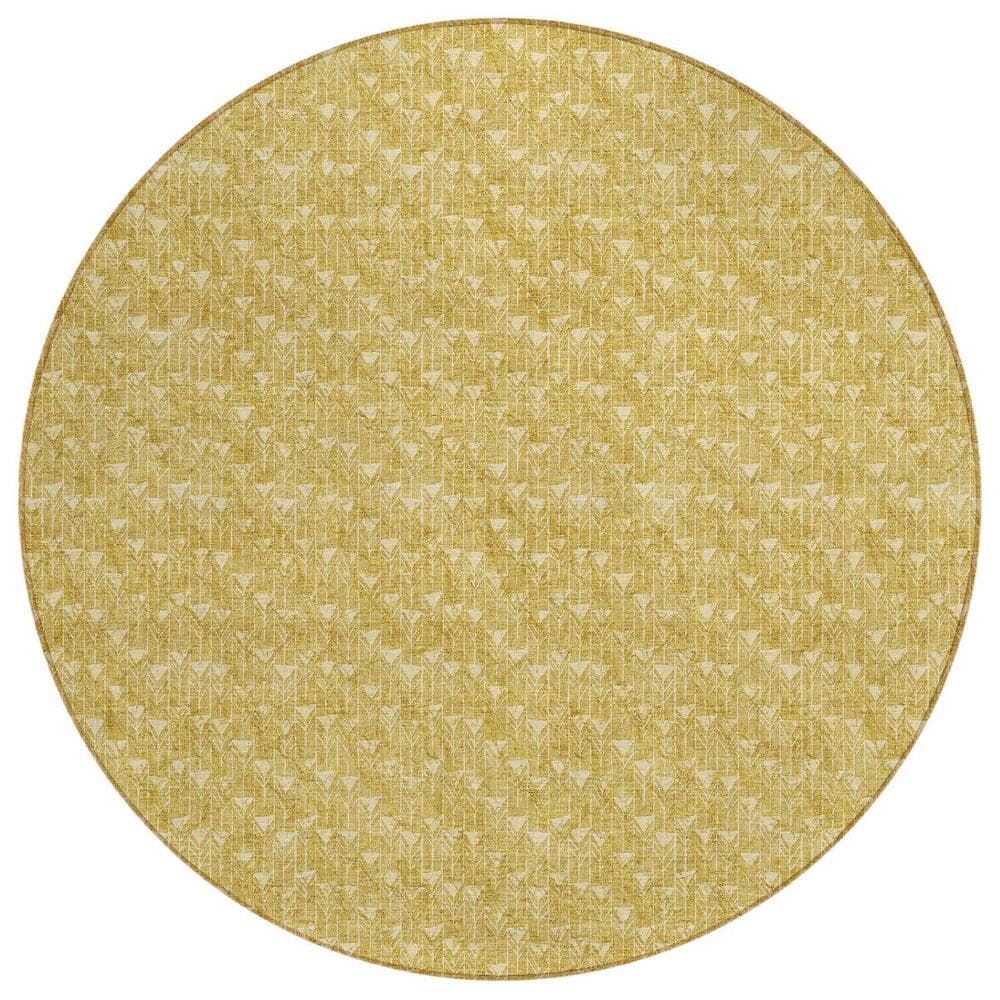 Gold 8 ft. Round Geometric Indoor / Outdoor Area Rug price history on PriceWatchPro