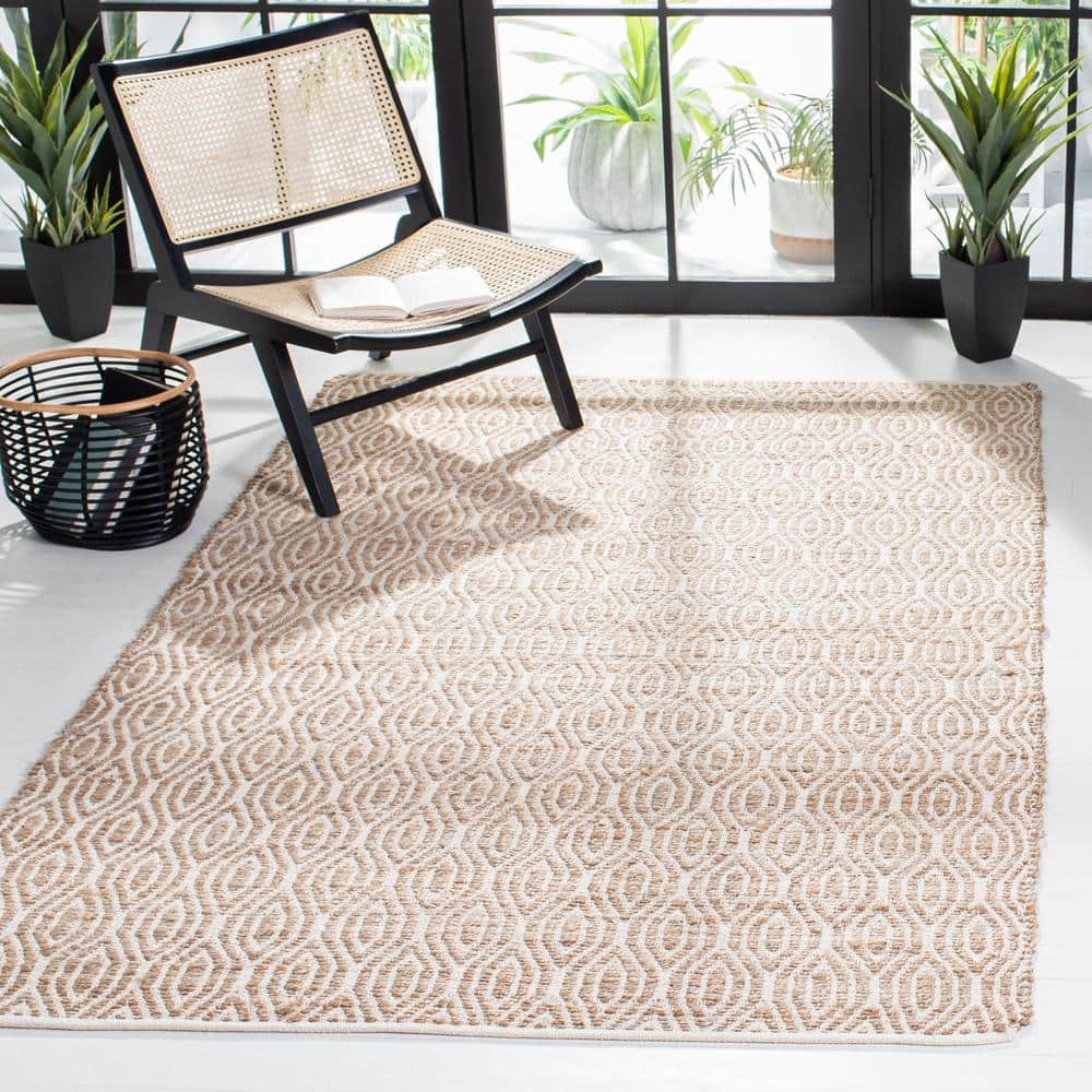 Natural 4' x 6' Hand-Knotted Cotton Area Rug