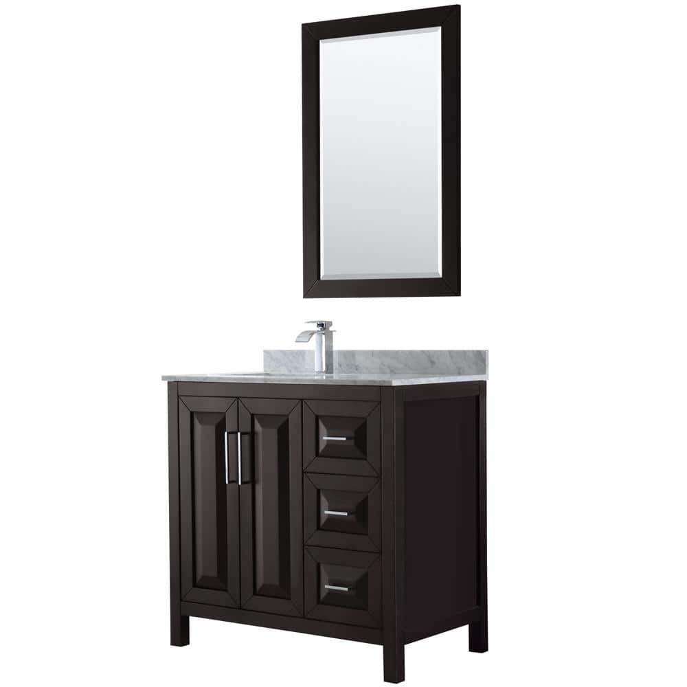 Daria 36 in. Single Bathroom Vanity in Dark Espresso with Marble Vanity Top in Carrara White and 24 in. Mirror price history on PriceWatchPro