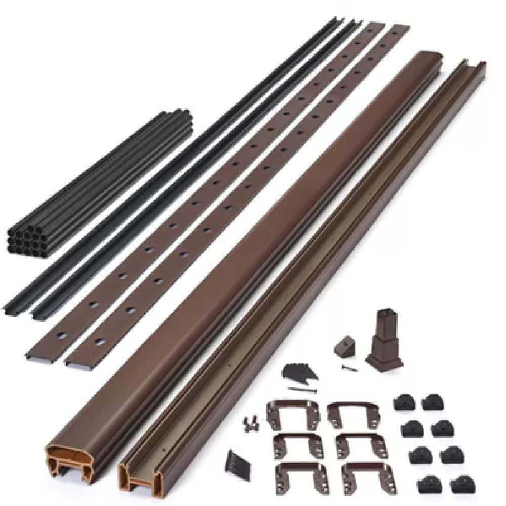 Transcend 8 ft. x 42 in. Vintage Lantern Composite Stair Deck Rail Kit with Black Round Aluminum Balusters price history on PriceWatchPro