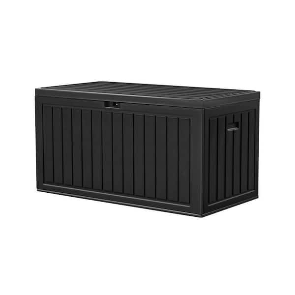 Unbranded 90 Gal. Large Black Deck Box with Lockable Lid and Side Handles