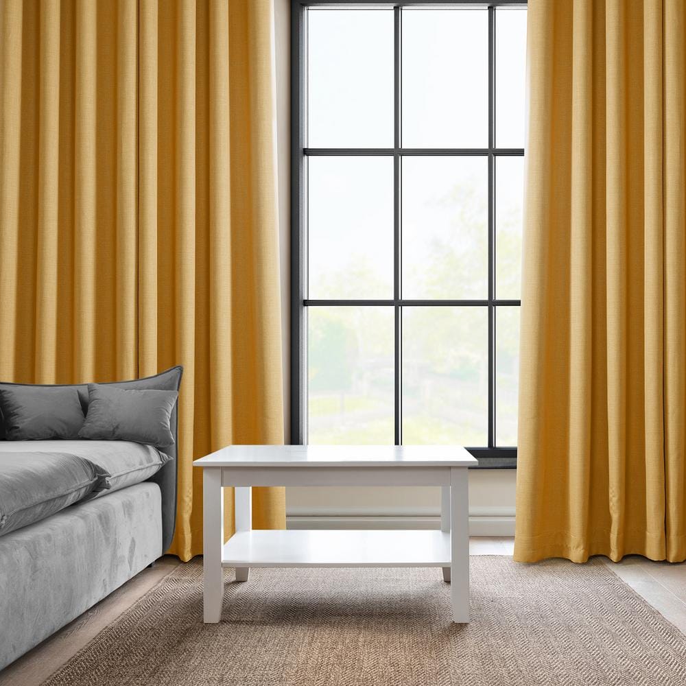 Dandelion Gold Faux Linen Blackout Grommet Window Panel - 84 in. Length