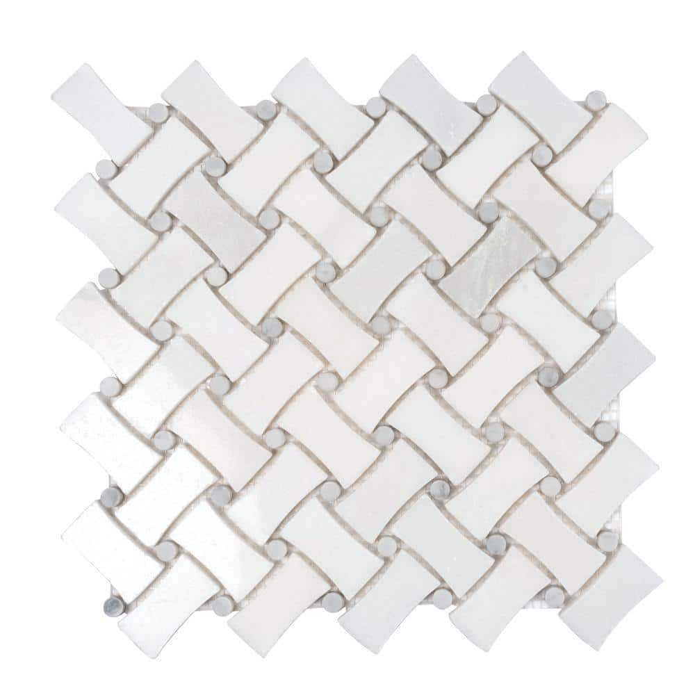Eastern White 11 in. x 11 in. Curved Basketweave Polished Bianco Carrara Marble Mosaic Tile (4.20 sq. ft./case) 5-Pack price history on PriceWatchPro