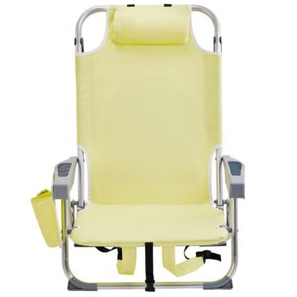 24.8 in. Long x 25.6 in. Wide x 32. 28 in. High Short Oxford Cloth Silver White Aluminum Beach Chair Yellow
