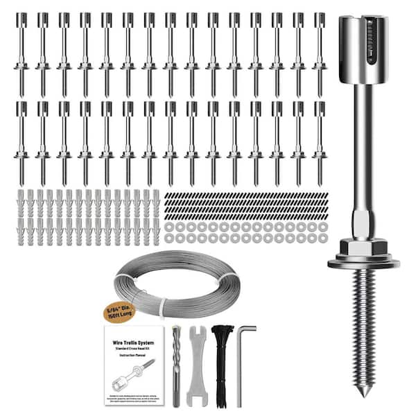 3.65 Inch Height Stainless Steel Wire Espalier Trellis Outdoor 3 0 Set Wall Kit for Climbing Plants Garden Fence