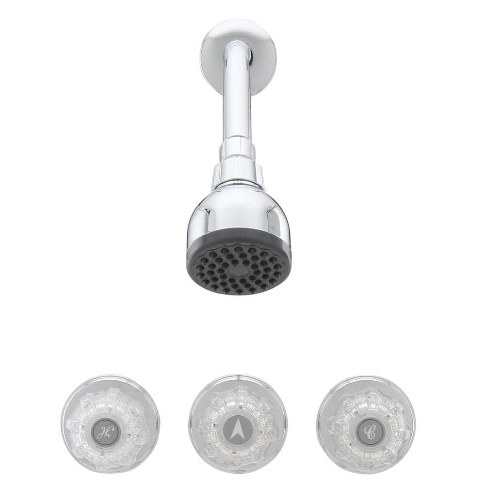 Chrome Triple Handle Wall Mounted Shower Faucet Set