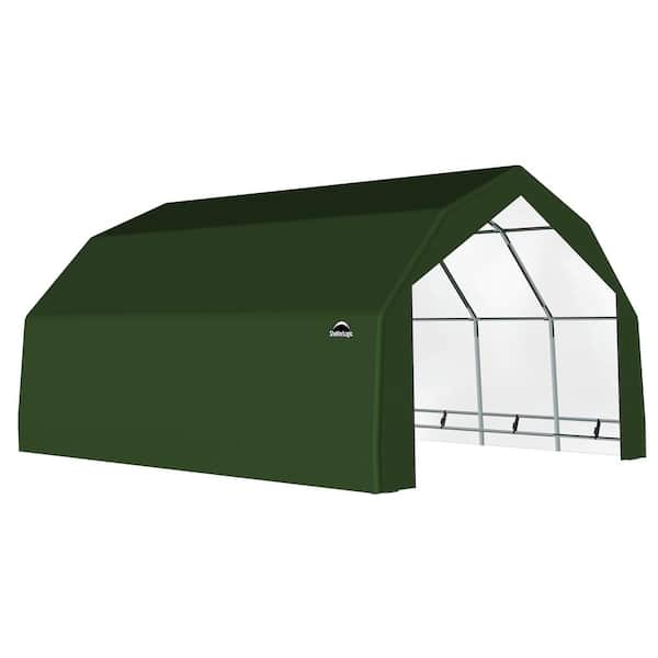20 ft. W x 20 ft. D x 12 ft. H Galvanized Steel and PVC Garage Without Floor in Green with Heavy-Duty Green Cover