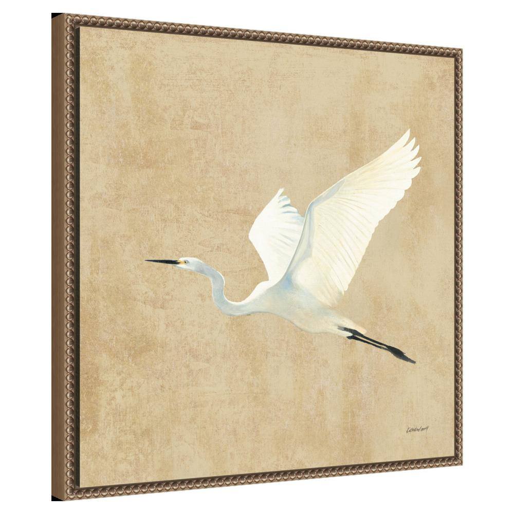Beaded Framed Egret Print on Canvas Wall Art