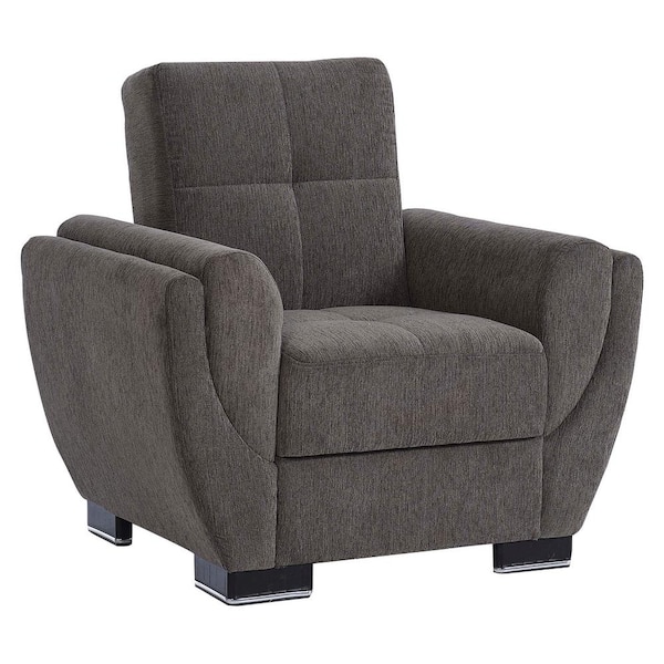 Ottomanson Basics Air Collection Convertible Grey Armchair with Storage