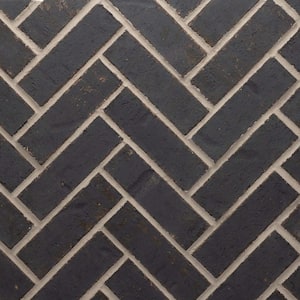 0.625 in. x 28 in. x 10.5 in. Brickwebb Black Canyon Thin Brick Sheets - Herringbone (Box of 4 Sheets)