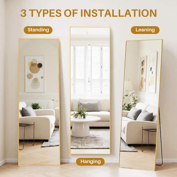 16 in. W x 59 in. H Rectangular Framed Tilt Wall Bathroom Vanity Mirror in Gold