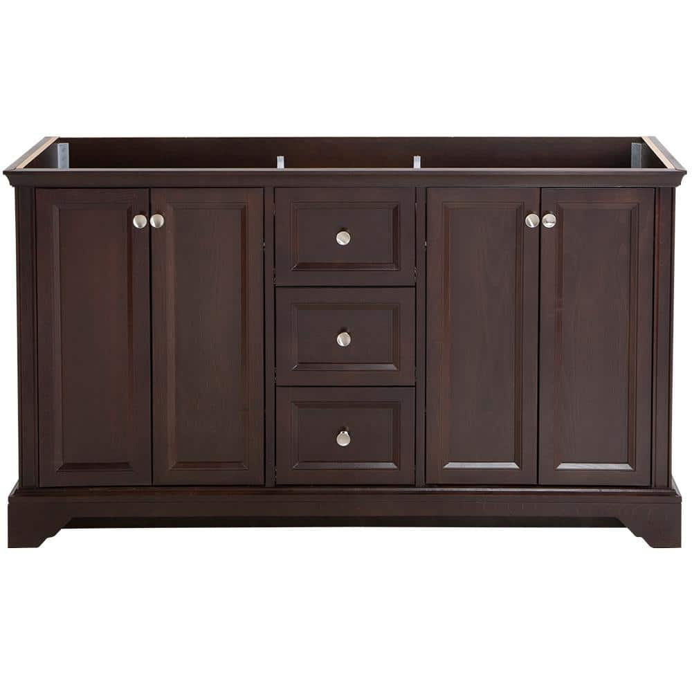 60 in. W x 22 in. D x 34 in. H Home Decorators Collection Stratfield Bath Vanity Cabinet without Top in Chocolate, Brown