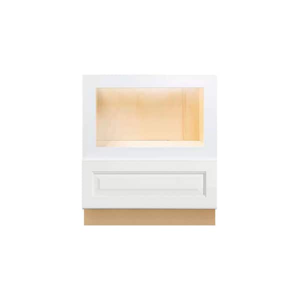 Unbranded Brighton Raised 24 in. W x 34.5 in. H x 24 in. D Plywood Assembled Microwave Base Cabinet in Painted White
