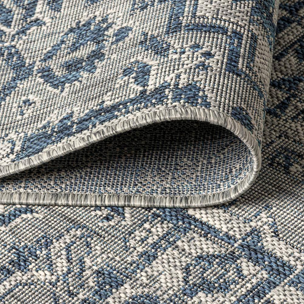 Navy and Gray Synthetic Medallion Square Area Rug