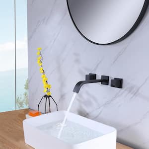 Modern 2-Handle Wall-Mounted Bathroom Faucet in Matte Black