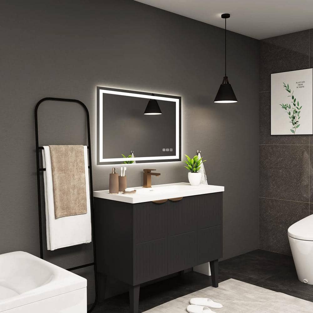 40" x 28" Frameless Rectangular LED Bathroom Vanity Mirror