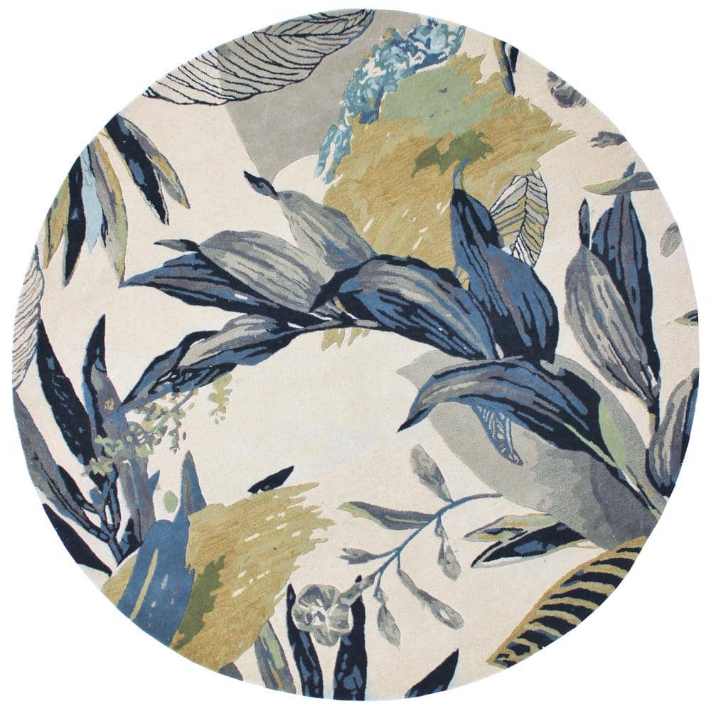 MILLERTON HOME Reva Greige 5 ft. Round Bohemian Hand-Tufted Wool Area ...
