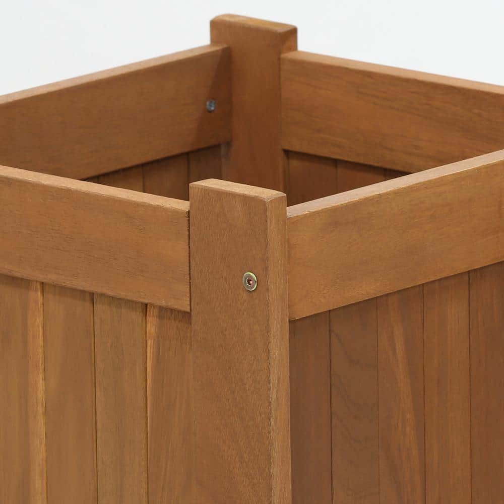 Tioman Natural Hardwood Outdoor Flower Boxes, Set of 2