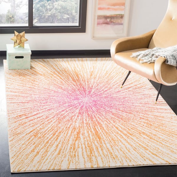 Evoke Fuchsia/Cream Doormat 2 ft. x 4 ft. Geometric Area Rug