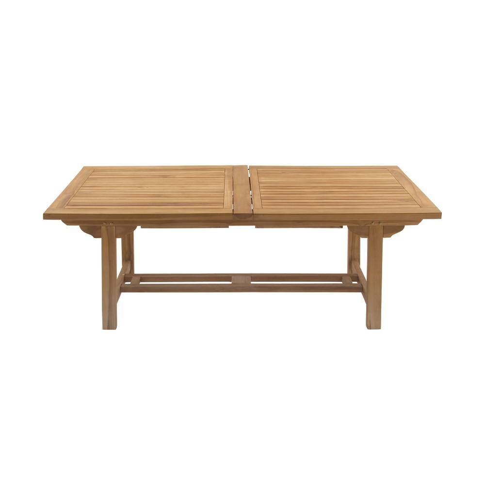 Brown Teak 7-Piece Outdoor Dining Set with White Cushions