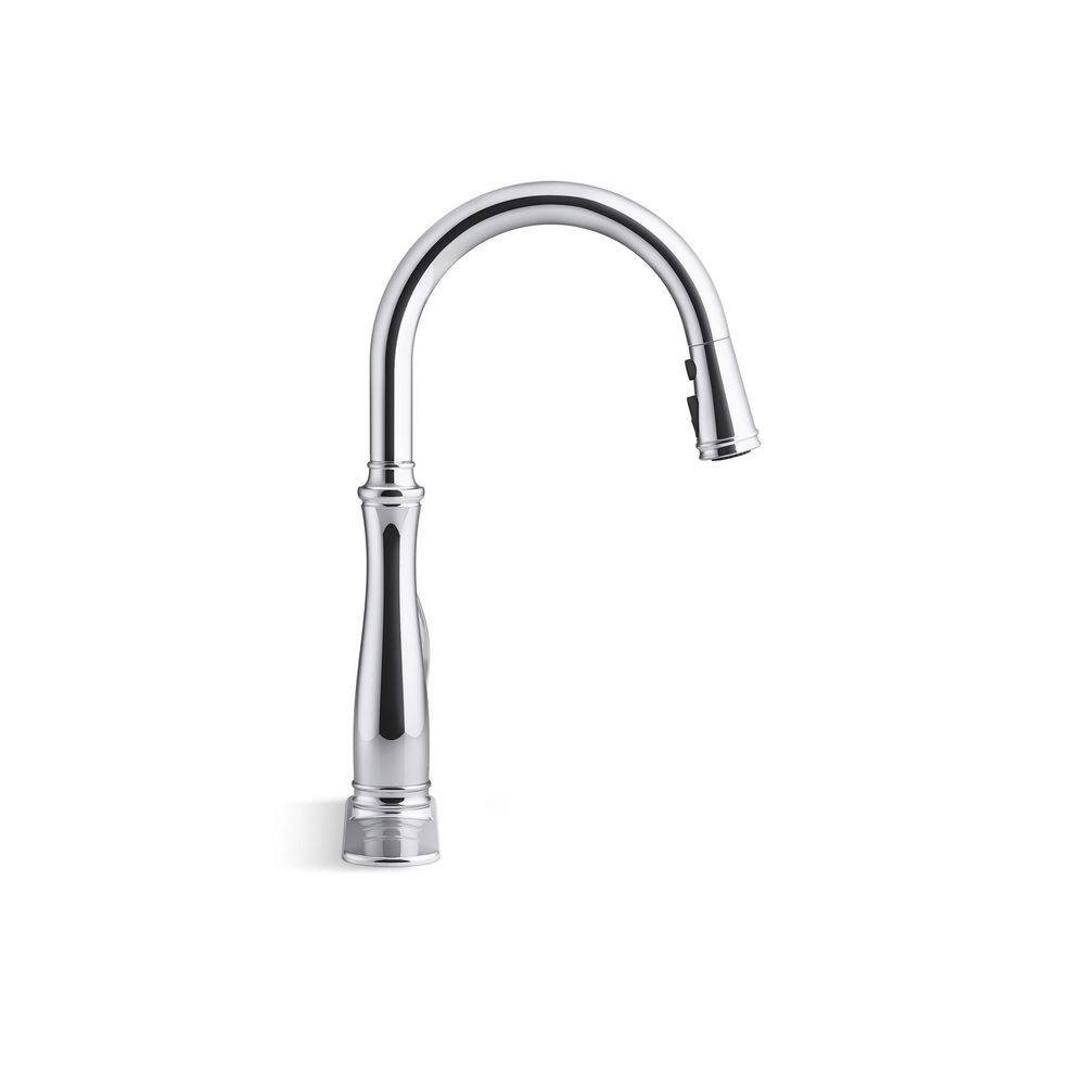 Polished Chrome Touchless Pull-Down Kitchen Faucet with Spray