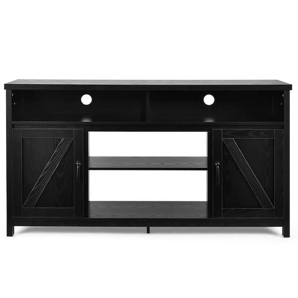Costway 59 in. Black TV Stand Media Center Console Cabinet Fits TV's up to 65'' w/Barn Door