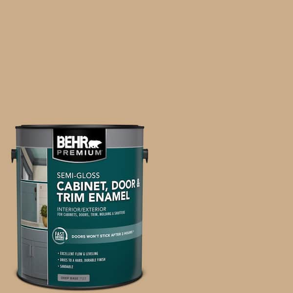 BEHR PREMIUM 1 gal. #N280-4 Perfect Tan Semi-Gloss Enamel Interior/Exterior Cabinet, Door & Trim Paint