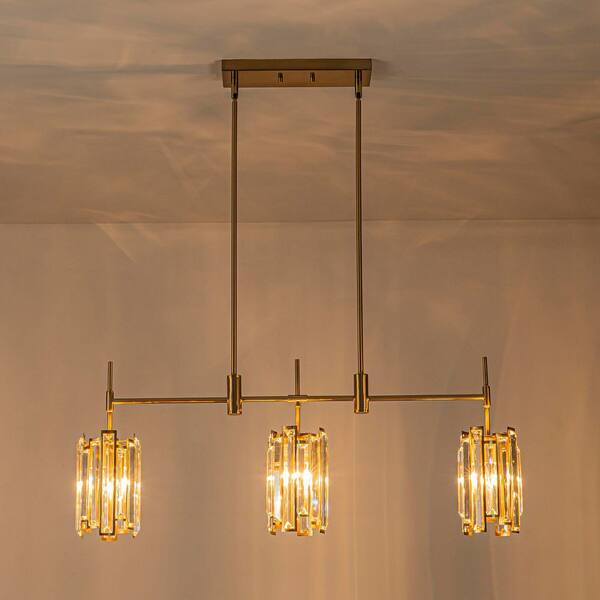 RRTYO Laga 3-Light Modern Glam Linear Brushed Brass Kitchen