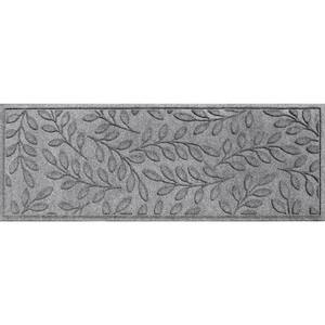 Aqua Shield Brittney Leaf Medium Grey 22 in. x 60 in. PET Polyester Door Mat