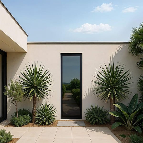 TEZA DOORS Picture 60 in. x 60 in. Matte Black Aluminum Tempered