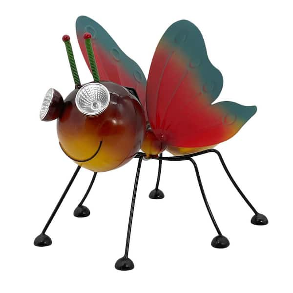 Unbranded Metal Rainbow Butterfly Garden Solar LED Garden Statue 10.5 in.