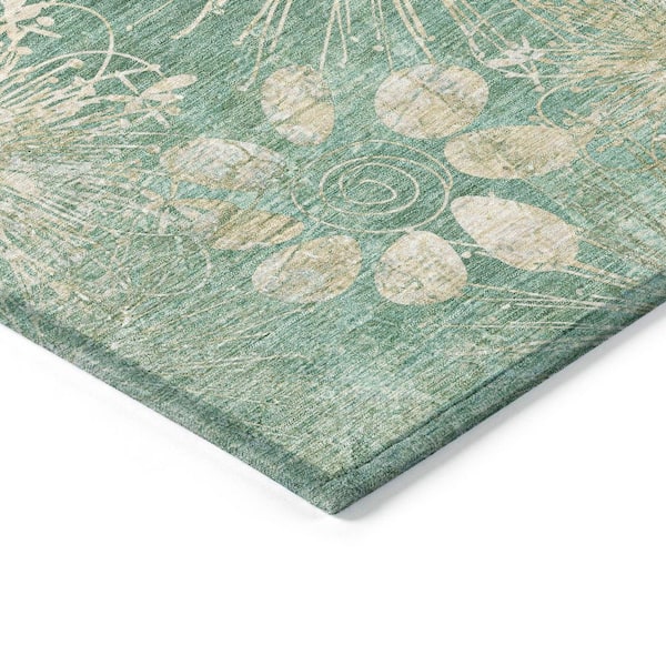 Chantille Machine Washable Indoor/Outdoor Abstract ACN2225 Teal 2 ft. 6 in. x 3 ft. 10 in. Area Rug
