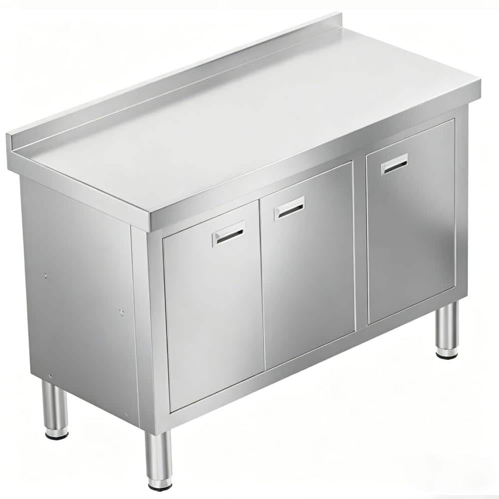 Commercial 47 in.W Stainless Steel Work Table with 3 Doors Prep Table for Restaurant, Garage, Kitchen price history on PriceWatchPro