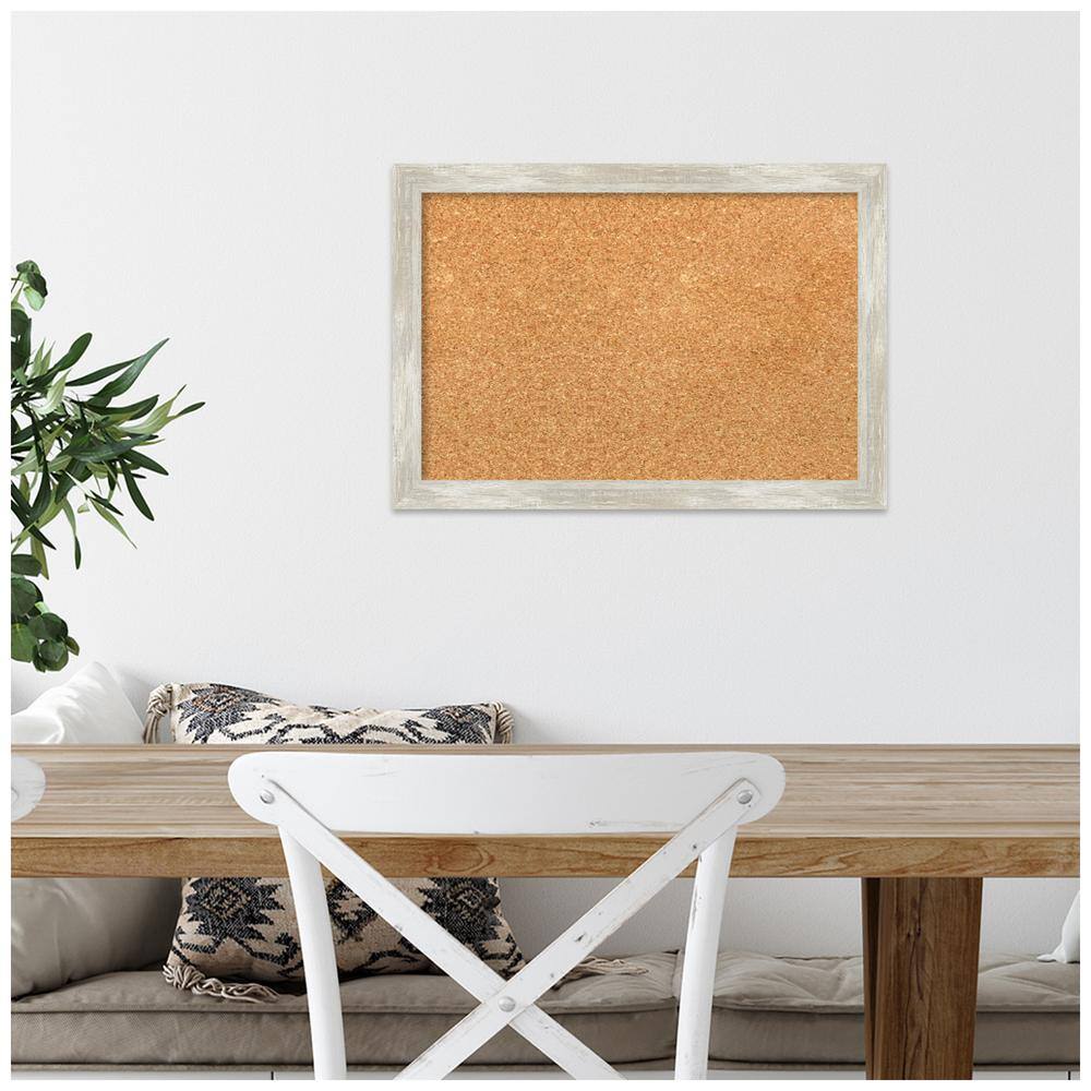 Natural Cork Board with Crackled Metallic Silver Frame