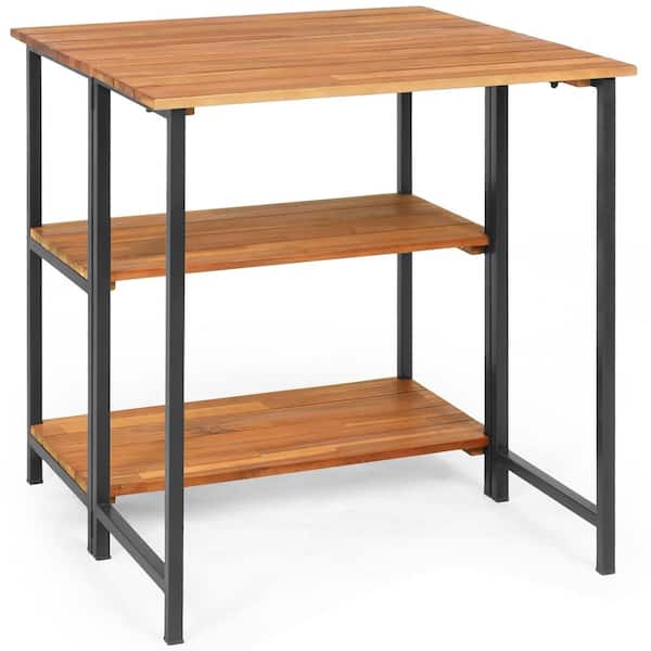 Costway Folding Dining Table Wood Outdoor Dining Table with Extension