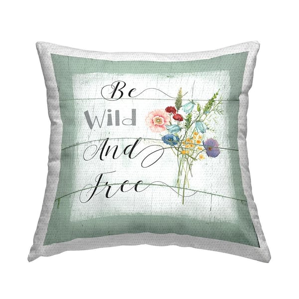 Stupell Industries Wild and Free Country Florals Green Square Outdoor Throw Pillow