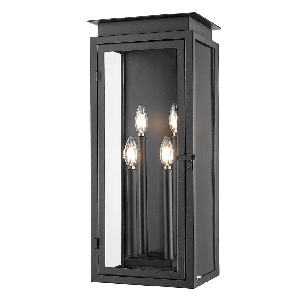 Nova 24.5 inch Weather Resistant Black 4 Light Outdoor Wall Lantern Sconce 
