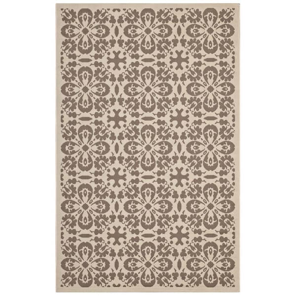 Ariana in Light and Dark Beige 8 ft. x 10 ft. Vintage Floral Trellis Indoor and Outdoor Area Rug