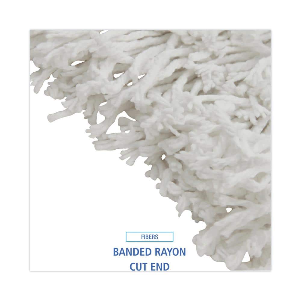 White Rayon Cut-End String Mop Head with Heavy-Duty Headband