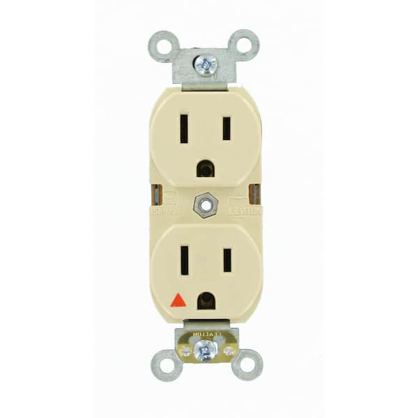 Leviton 15 Amp Industrial Grade Heavy Duty Islolated Ground Duplex Outlet, Ivory