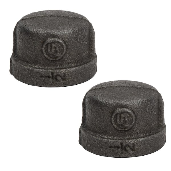 STZ Pipe Decor 1/2 in. Black Iron Cap (2-Pack)